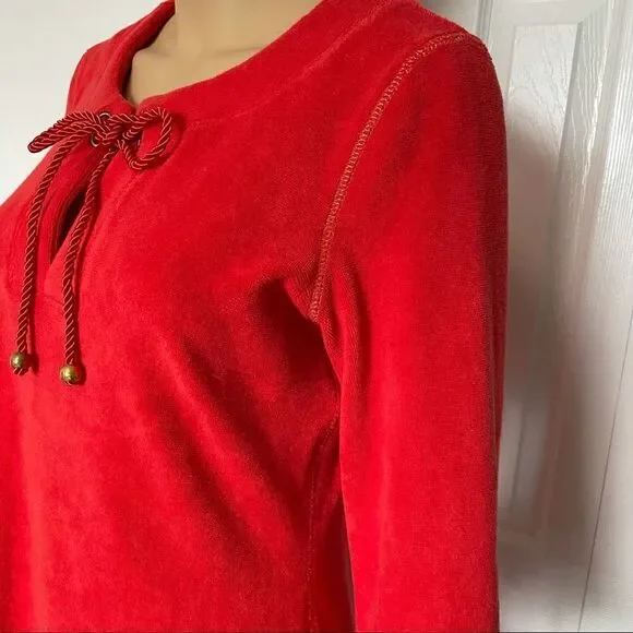 Boston Proper 3/4 Sleeve Red Grommet Terrycloth Tunic Mini Dress Size Small - Picture 5 of 16